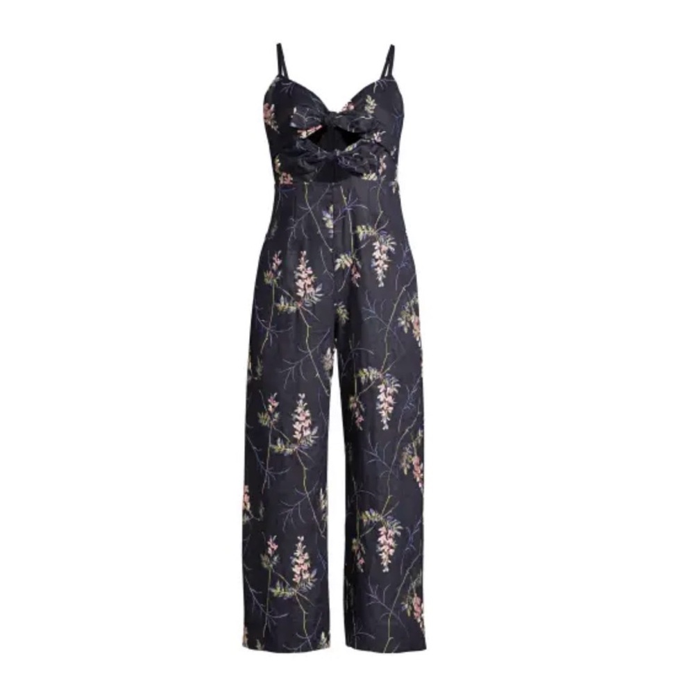 Rebecca Taylor Ivie Linen Jumpsuit in Navy